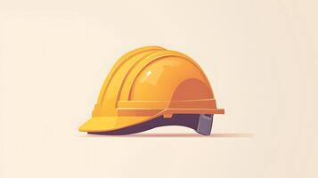 Minimalist cartoon illustration of yellow safety helmet, featuring simple clean design with soft shadows and smooth edges in professional art style. helmet photo