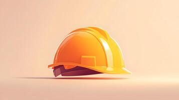 Minimalist cartoon illustration of yellow safety helmet, featuring simple clean design with soft shadows and smooth edges in professional art style. specification photo