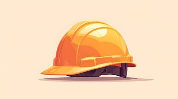 Minimalist cartoon illustration of yellow safety helmet, featuring simple clean design with soft shadows and smooth edges in professional art style. yellow photo