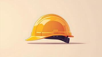 Minimalist cartoon illustration of yellow safety helmet, featuring simple clean design with soft shadows and smooth edges in professional art style. design photo