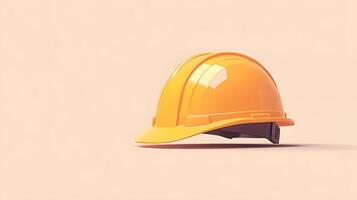 Minimalist cartoon illustration of yellow safety helmet, featuring simple clean design with soft shadows and smooth edges in professional art style. edges photo