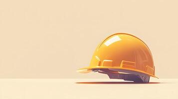 Minimalist cartoon illustration of yellow safety helmet, featuring simple clean design with soft shadows and smooth edges in professional art style. photo