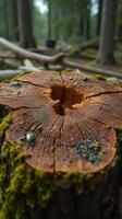 A tree stump with a hole in it photo