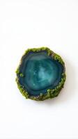 A blue agate with moss on top photo
