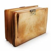 Old expanding file folder storing important documents on white background photo