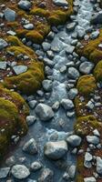 A stream of water flows through a rocky area photo