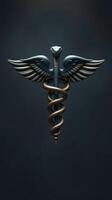 A medical symbol with a snake on it photo