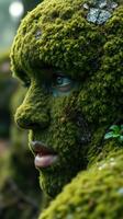 A man covered in moss and leaves photo