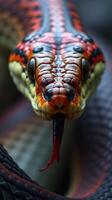 A close up of a snake with its mouth open photo