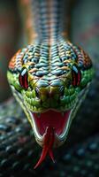 A close up of a snake with its mouth open photo