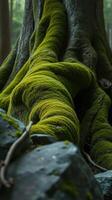 A moss covered tree trunk photo