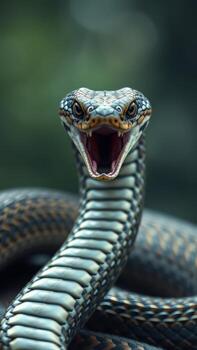 A snake with its mouth open and its mouth open photo
