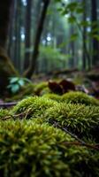 A close up of moss growing in a forest photo
