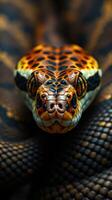 A close up of a snake's head photo
