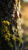 A close up of a tree with moss on it photo