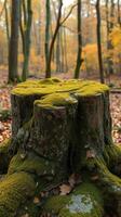 A stump in the woods photo