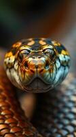 A close up of a snake's head photo