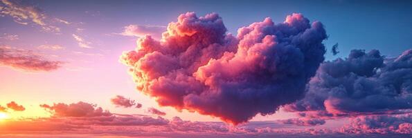 Clouds in the sky with a heart shaped cloud photo