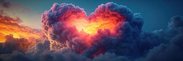 Heart shaped cloud with fire and smoke photo
