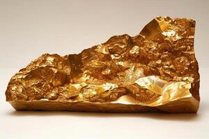 Large gold nugget showing rough texture and sparkling surface photo