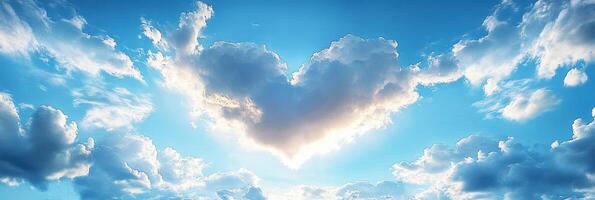 A heart shaped cloud in the sky with blue sky photo