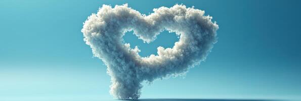 Clouds in the shape of a heart on a blue background photo