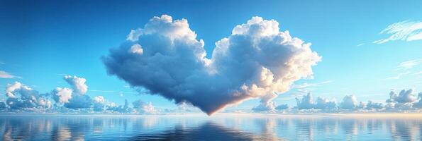 A heart shaped cloud floating in the water photo