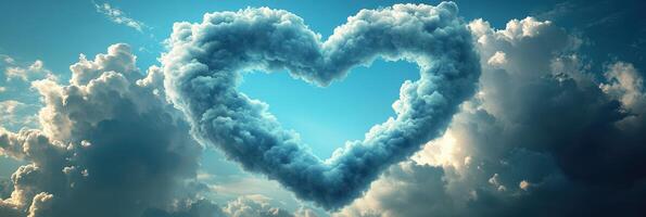 A heart shaped cloud in the sky with blue sky photo