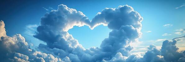 Heart shaped clouds in the sky photo