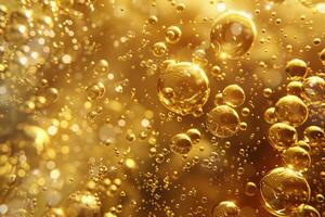 Golden bubbles floating and creating a festive atmosphere photo
