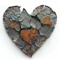 Broken heart showing a smaller heart inside, representing lost love and difficult emotions photo