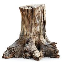 Big old tree stump isolated showing roots and trunk photo