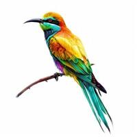 European bee eater perching on branch with white background photo