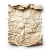 Crumpled old paper texture creating a vintage background on white surface photo