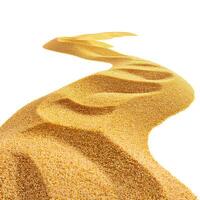 Millet grains forming a wavy path over white background photo