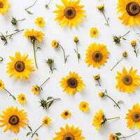 Sunflowers pattern creating a vibrant summer backdrop photo