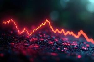 Futuristic Financial Data Visualization with Neon Red Graph on Dark Background for Technology Design photo