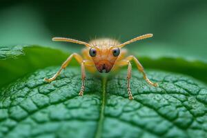 Close-Up of Ant on Leaf - Insect Macro Photography for Nature Exploration photo
