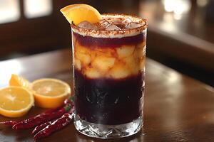 Refreshing Sunset Cocktail with Citrus Garnish and Chili Accent for Summer Gatherings photo
