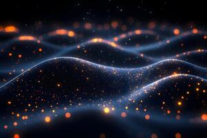 Abstract Wave of Glowing Particles in Futuristic Cosmic Environment photo