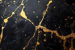 Abstract Gold Splatter on Black Background - Luxury Art Design for Modern Decor photo
