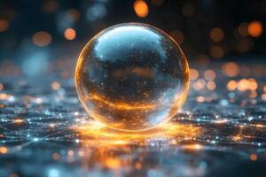 Futuristic Glowing Sphere on Digital Surface - Sci-Fi Technology and Innovation Concept photo