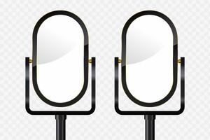 Set of two Outdoor Led Screens Mockup, and the opacity editable LED . Two outdoor lightboxes with empty space in transparent hanging technology LED. vector