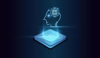 the CPU processor Computer microchip for Abstract digital illustration. and artifical intelligence technology concept on Brightly glowing AI chip with light circuit board on technology. vector