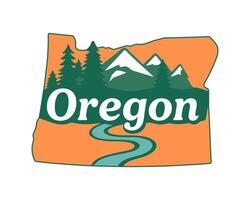 Oregon State Emblem Featuring Mountains and River vector