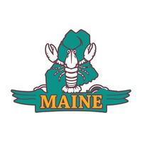 Maine State Emblem Featuring Lobster and Pine Tree vector