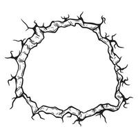 Illustration of a round frame with cracks on a white background vector