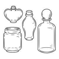 Bottles and jars. Hand drawn illustration in sketch style vector