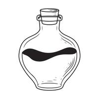 illustration of a bottle with a potion. Hand drawn doodle style vector