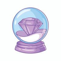 Crystal ball with precious stone inside. illustration isolated on white background vector
